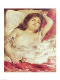 Gemälde Renoir Semi-nude Woman in Bed the Rose before
